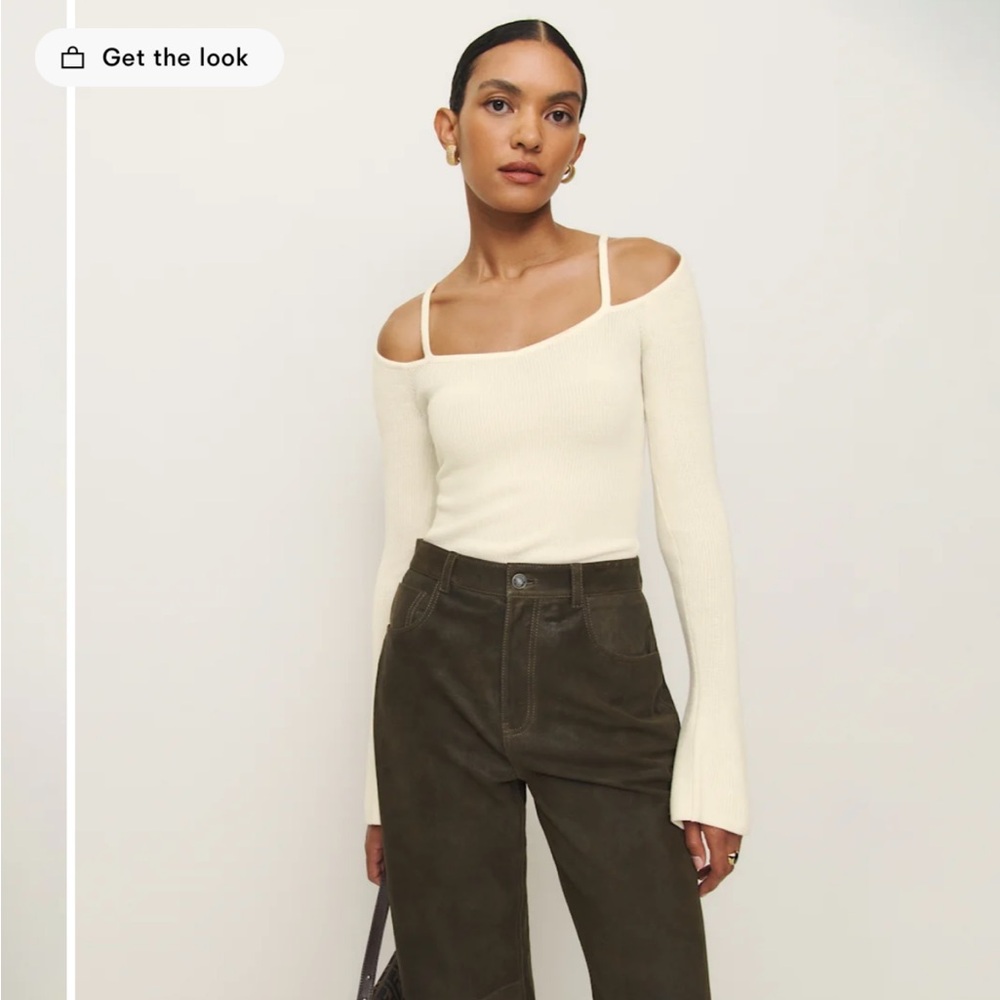 Reformation Cream Off-the-Shoulder Sweater